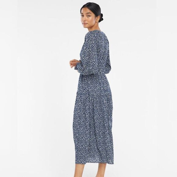 LACAUSA Size S Dama Dress  Blue Magic Mushroom Keyhole Tie Neck Drawstring Waist - Picture 2 of 6